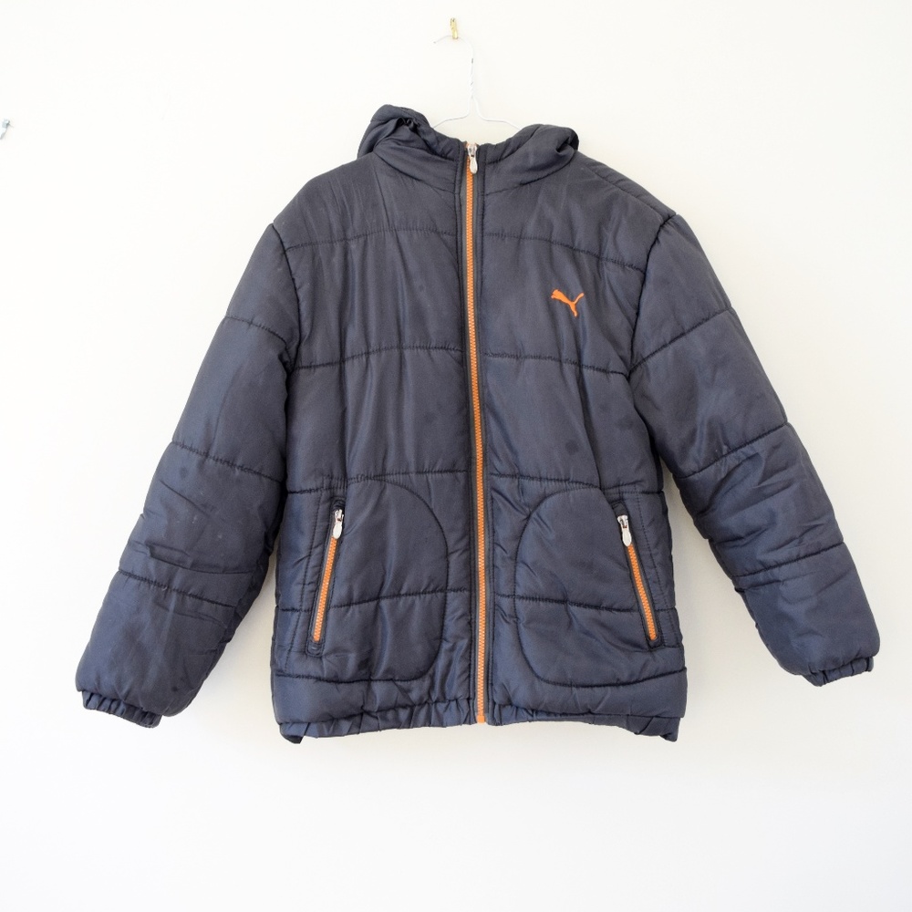 PUMA Grey Puffer Bomber Jacket | Size M